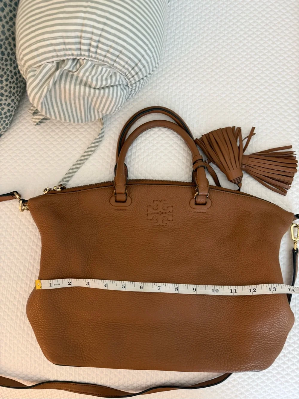 Tory Burch Tassel Leather Satchel - Tan / Light Brown